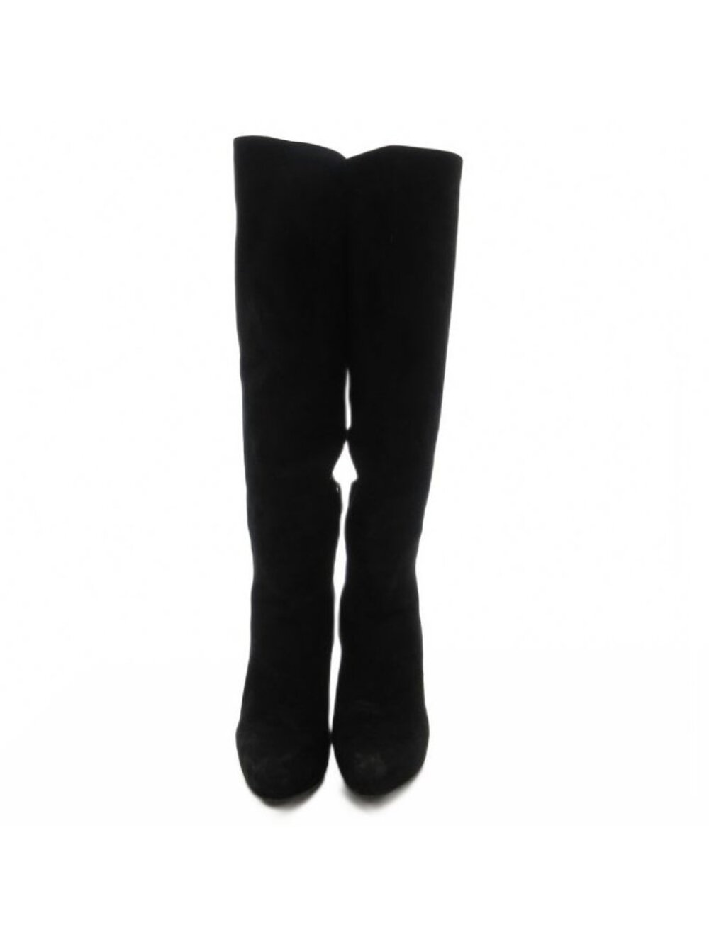 Prada Suede Long Boots High Heels Thick Sole Side Zip 36.5 Black GV GY62 - Picture 5 of 8